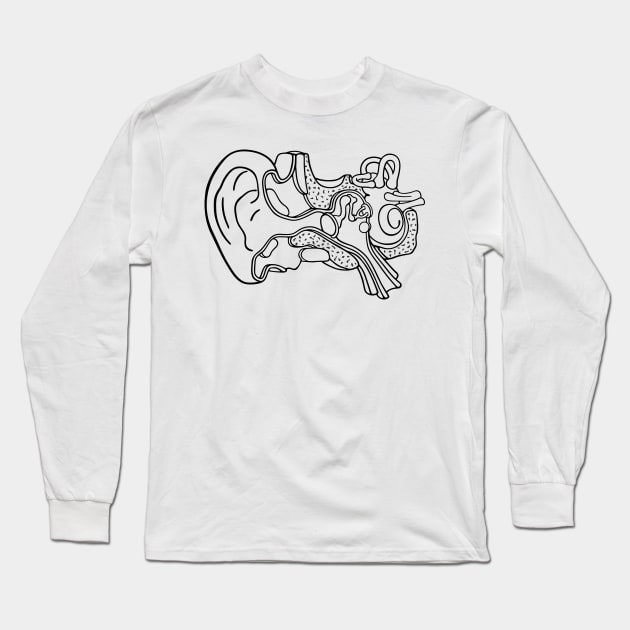 Line Drawing of Inner Ear Anatomy Illustration Long Sleeve T-Shirt by taylorcustom